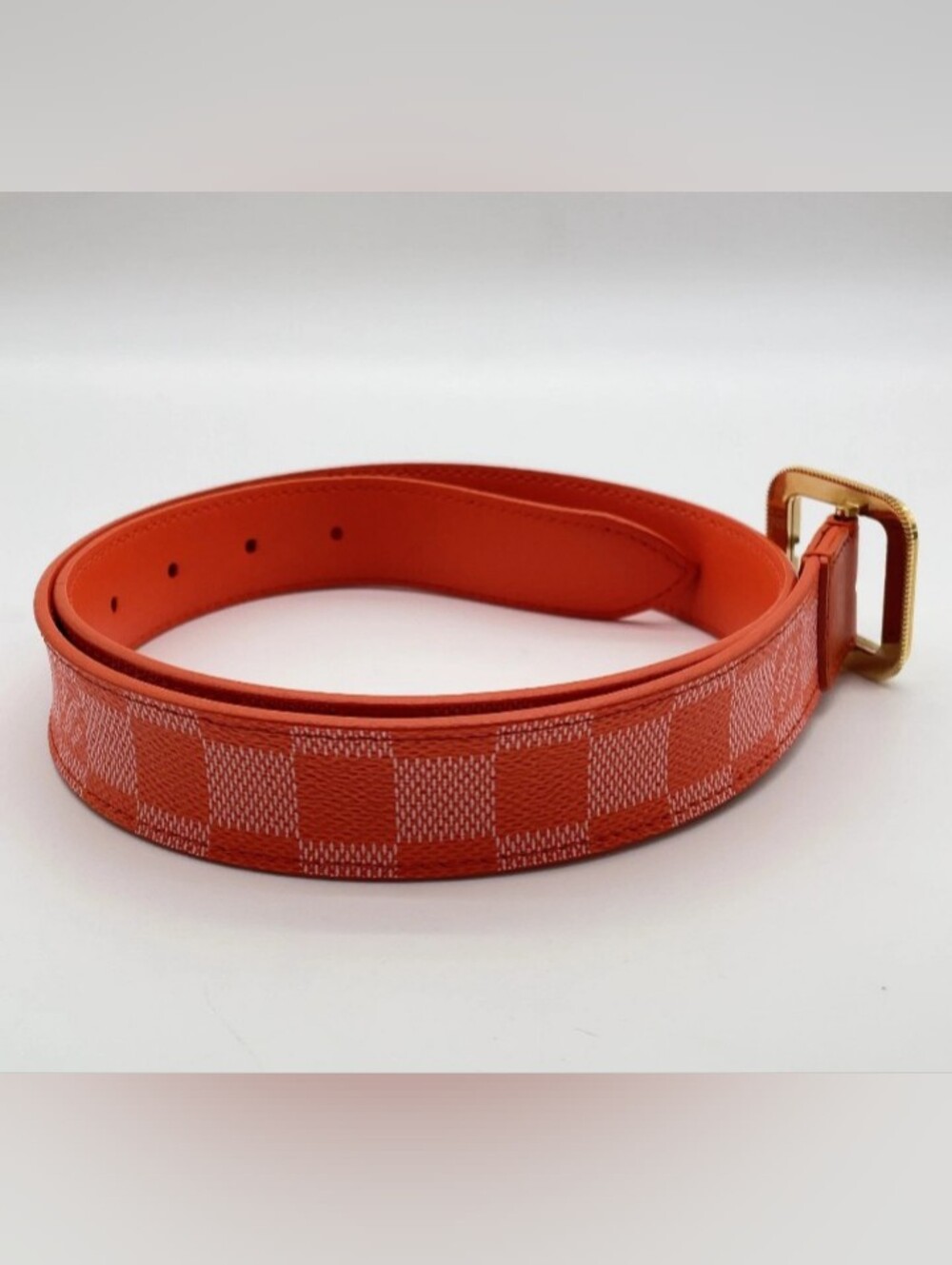 Authentic Louis Vuitton Ceinture Orange Damier Belt W/Box/Ribbon - Picture 7 of 15